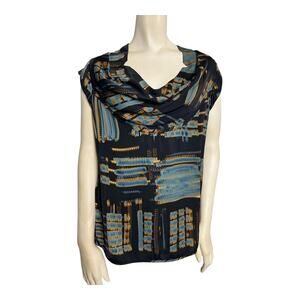 One September Cap Sleeve Cow Neck Blouse Top Black Women's S Casual Chic Girly